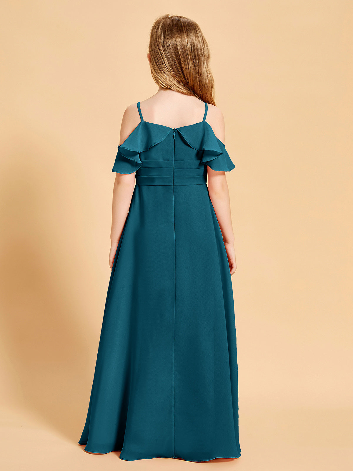 Off-the-Shoulder Bridesmaid Gown for Juniors Ink Blue